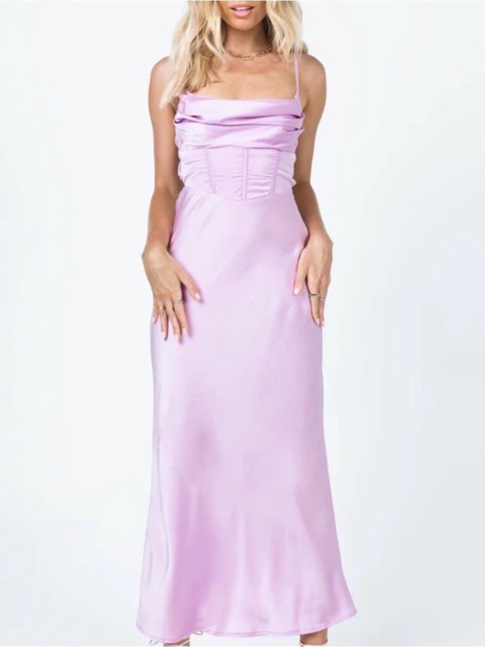 Princess Polly Lavender Satin Slip Maxi Dress Size 10